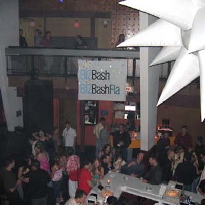 Nelson Delgado of Versa Events made a white canvas banner with BiZBash's logo for the party at Crobar.