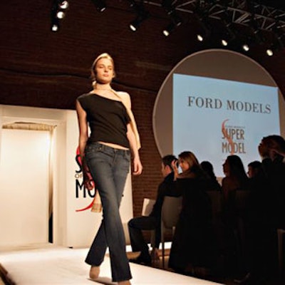 At Ford's Supermodel of the World contest at Tunnel, models strode down a stark white runway with a white backdrop.