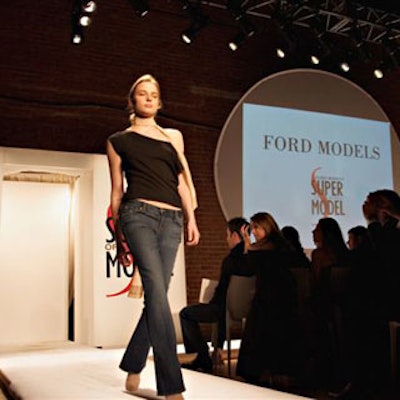 At Ford's Supermodel of the World contest at Tunnel, models strode down a stark white runway with a white backdrop.