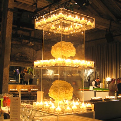 Forget Me Not Flowers' Plexiglas-encased florals added a special touch to the Fermenting Cellar.