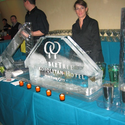 The Catering Company set up a specialty martini bar in the Metropolitan Ballroom that showed off a branded ice sculpture.