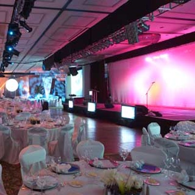 Lit screens surrounded the Crystal Ballroom of the Renaissance Orlando Resort at Sea World for the Golf Channel's 10th anniversary celebration.