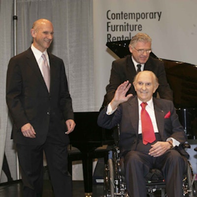 BiZBash.TO presented the second annual Lifetime Achievement Award to David (left) and Ed Mirvish (center), of Mirvish Productions and Honest Ed's, who were accompanied by manager Russel Lazar.