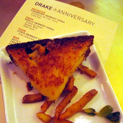 The evening's menu included classics like grilled cheese with French fries.