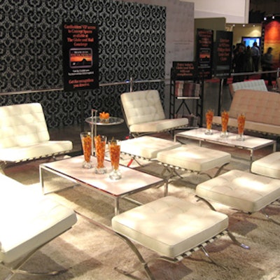 The Globe and Mail lounge presented a new line of furniture from Signature Rentals in chrome and white.