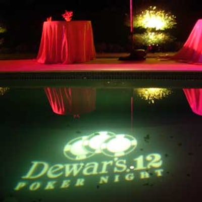 The Dewar's 12 logo was projected into the pool at the Dewar's 12 celebrity poker tournament.
