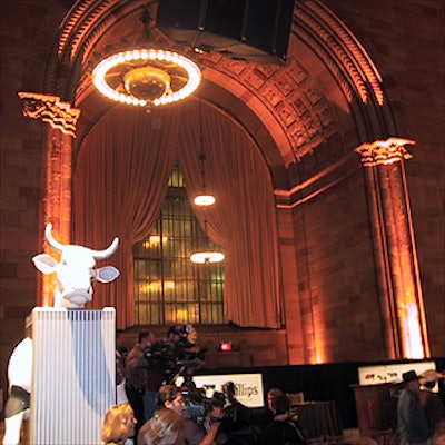The CowParade auction was held at the grand Cipriani 42nd Street across the street from Grand Central Terminal. Bentley Meeker Lighting & Staging did the lighting and Mark Ravitz Art & Design designed the floor plan for the event.