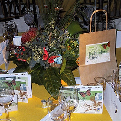 Tables at the Seventh Annual Technology Tango included centerpieces by Kurt Christoffers of Christoffers' Inc. and printed materials designed by Dorene Warner of W Design, and printed by Hudson Printing Company Inc. and C2 Media.com.