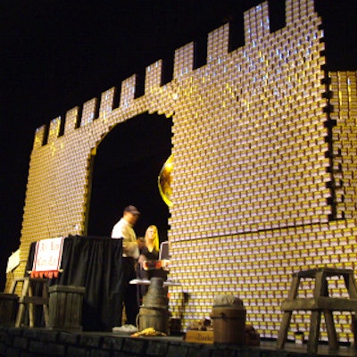 At the Spamalot opening night party at Roseland, Tobak-Dantchik used Spam cans as bricks to construct a massive castle.