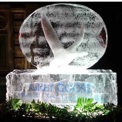 The Grey Goose ice sculpture was provided by Miami Ice Man.