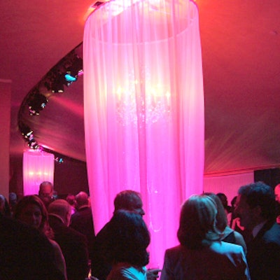 Chandeliers sheathed in candy-colored chiffon from designer Leoneal Valle decked the cocktail area.