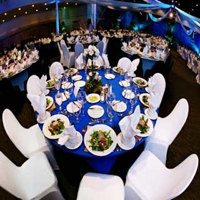 Tables and chairs were elegantly dressed in spandex forms from conceptBAIT.
