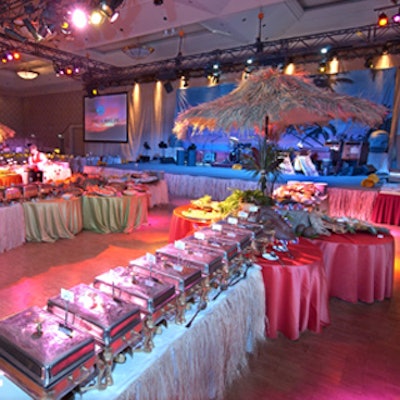PA Plus Productions shone red and blue lights over the Fairmont Royal York's buffet-style dinner.