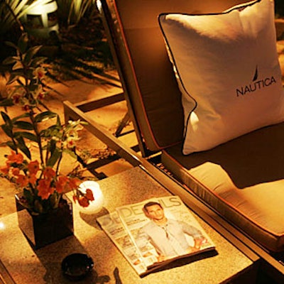 Guests lounged on oversize chaises adorned with Nautica pillows.