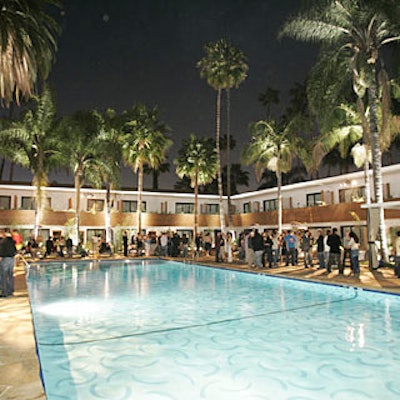 The bottom of the Roosevelt’s pool features a mural by California artist David Hockney.