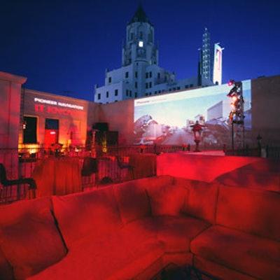 At Pioneer’s launch of its new navigational systems at the Montmartre Lounge, branding was everywhere—including projected onto the building.