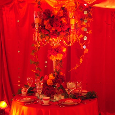 C & D Designs presented a red room lush with florals and china. The designers worked with Around the Table and William Ashley China.