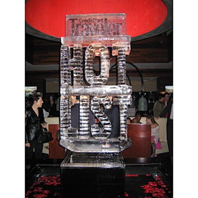Okamoto Studio’s large ice sculpture dominated the entryway.