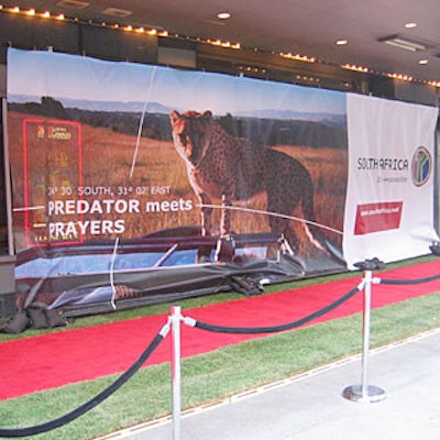 Upon entering the Loews Lincoln Square theater, guests walked on a bush-inspired red carpet surrounded by sod.