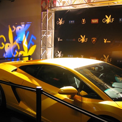 Lamborghini, one of the event's sponsors, had vehicles set up around the space surrounded by event branding in gobos and backdrops.