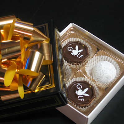 Chocolatier Swiss Master provided handmade branded chocolates for guests to take home.