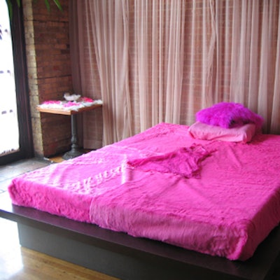 Pygmalian's pink bed linens enhanced the look of the V.I.P. lounges.