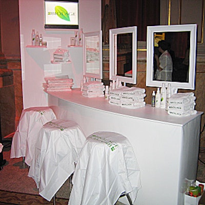Guests could sample products at an all-white sponsor station for Biolage.
