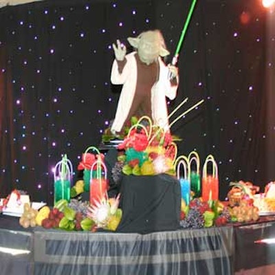 A Yoda statue decorated the buffet at the Miami Children's Hospital Foundation's benefit preview of Star Wars: Episode III—Revenge of the Sith.
