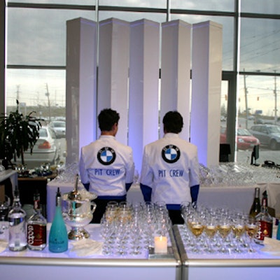 Servers wore pit crew jackets custom-designed for the event.