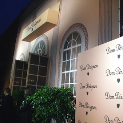 Outside Skylight Studio for the Dom Perignon’s party celebrating its Cuvee 1998, a massive trompe l’oeil-style mural depicted an elegant chateau.