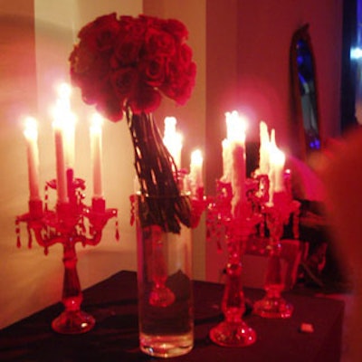 Decor included red candelabras dripping with crystals.