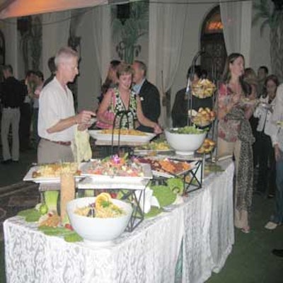 Barton G stocked food stations with delicious fare including salads, risotto, and meats.