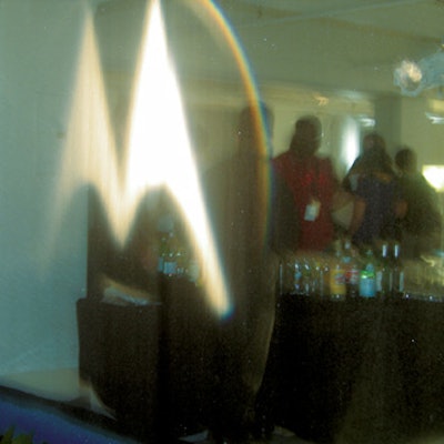 KSE Productions projected the Motorola logo onto a water scrim from Tsunami WaterScreens.
