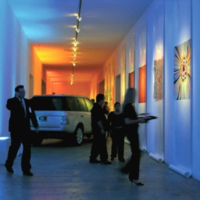 Skylight's narrow front galleries showcased artwork featured on Le Book's past covers, and Land Rover displayed the latest model of its Range Rover Sport.