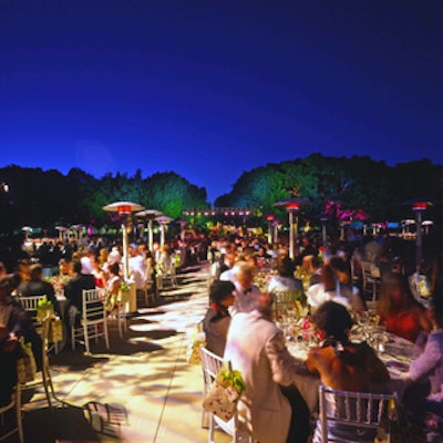 Guests of the California Science Center’s seventh annual Discovery ball dined outdoors in the museum’s Exposition Park Rose Garden.