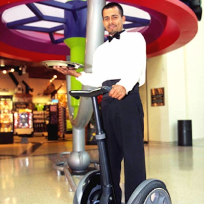 Waiters zipped around on Segway Human Transporters.
