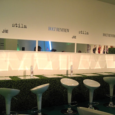 Green was one of the dominant colours in the Envy room, where guests could get their hair and makeup done courtesy of Salon Jie.