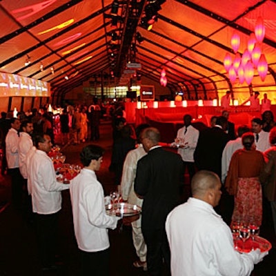 Saundra Parks of the Daily Blossom produced the gala, and used the theater’s signature red to liven up the tent.