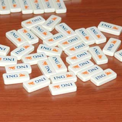 Guests played with ING-branded dominoes at the event.