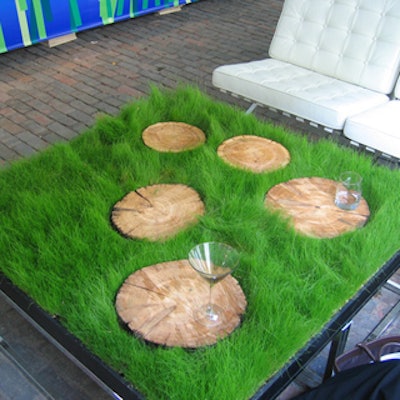 Furnishings from Source Design with grass accents from Wildflower Farm decked out the lounge area.
