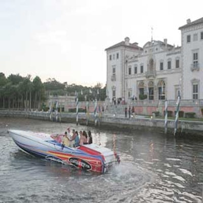 For a networking event for the Gaylord Palms Hotel, All Over Miami took guests to the Vizcaya Museum & Gardens in cigarette boats.