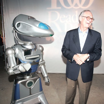 A robot greeted guests—including Alan Alda—at Skylight's entrance.