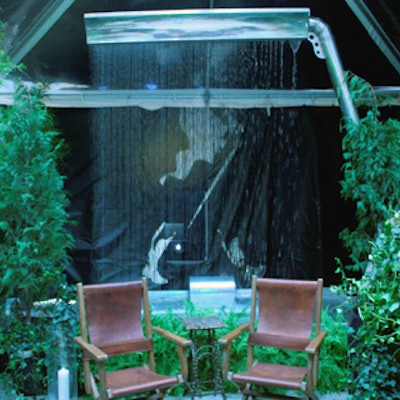 Overland created a rain forest-like area with lush plants and a waterfall to represent Johnnie Walker Green Label.