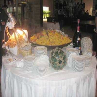The InterContinental Hotel Miami set up tables with heaping mounds of paella for guests to enjoy during cocktails.