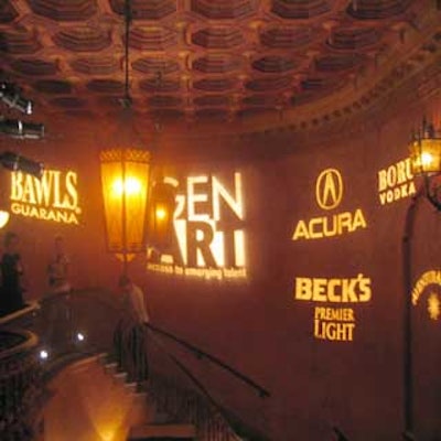 Gobos projected onto the wall reminded guests who was responsible for the fashionable evening.