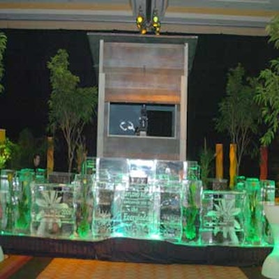 The three-sided ice bar was the focal point of the ballroom.