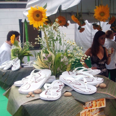 A special display adjacent to the bar featured limited edition Havaiana flip-flops designed by Brazilian artist Vik Muniz for sale.