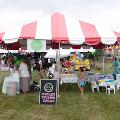 Hell's Kitchen cupcake outpost Billy's Bakery offered design-your-own-cupcake stations beneath its tent.