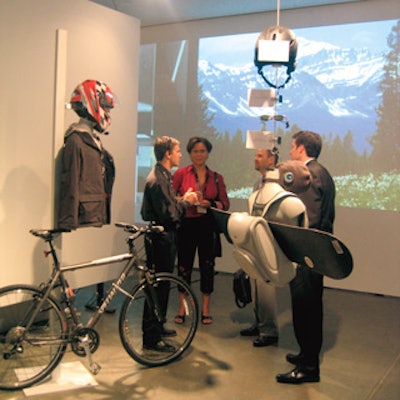 Motorola showed off how its new products could be used for recreational activities such as biking with Bluetooth devices set in the helmet or jacket.