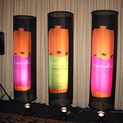 Uplit black metal columns displayed images of new packaging for French Rabbit wine introduced by French winemaker Boisset and its Canadian distributor Corby Distilleries during a media launch at Le Royal Meridien King Edward hotel.